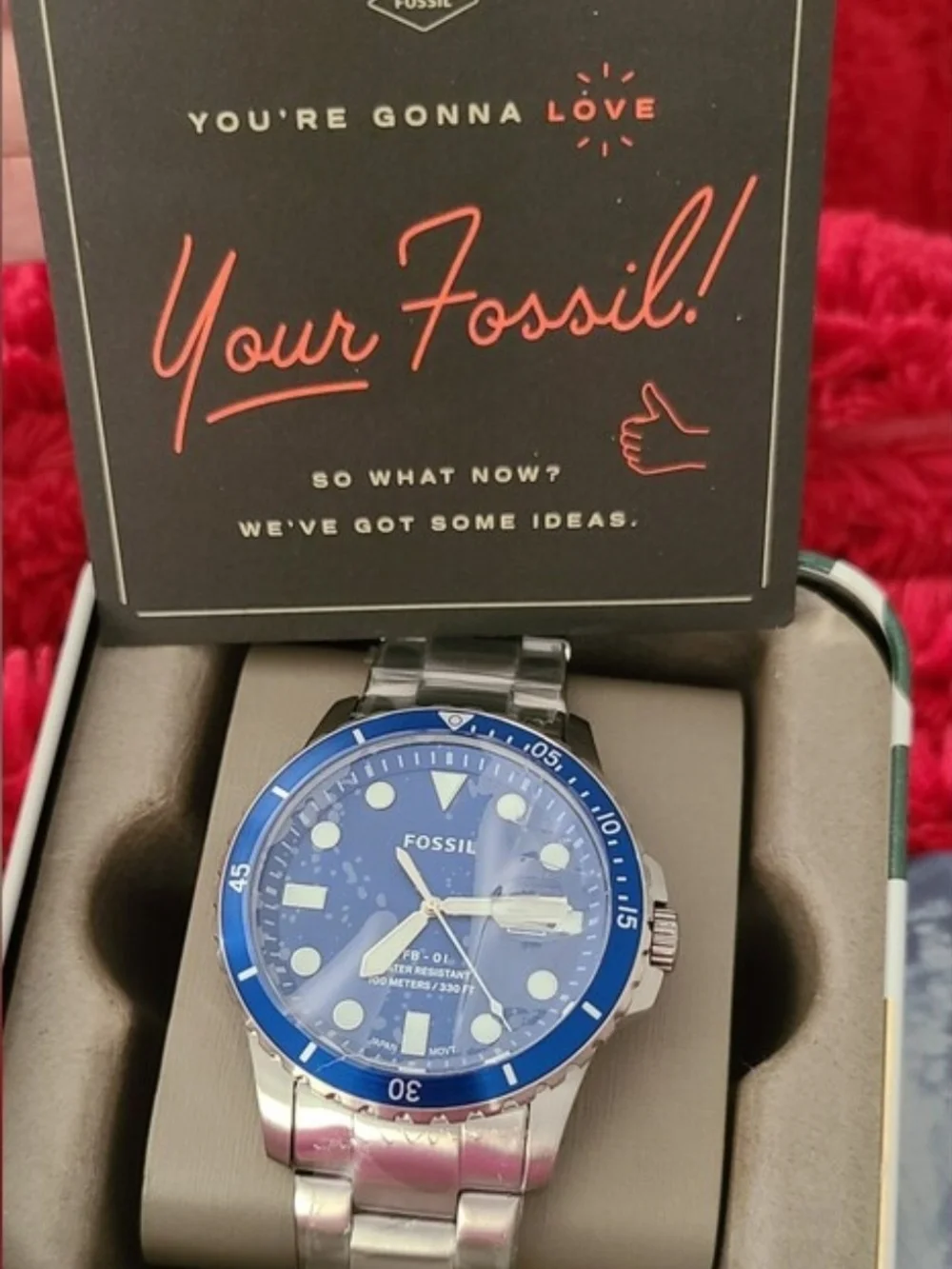 Fossil Blue Men's Bracelet Watch.. Stainless Steel Band... Brand New & Authentic